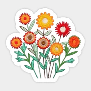 70s retro flower patch Sticker